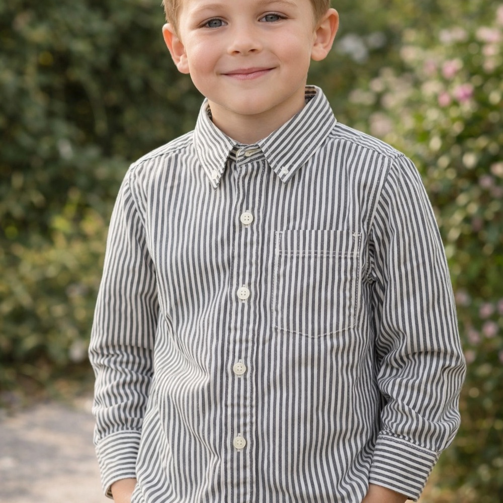 Oshkosh Bgosh Boys Size 5 Striped Button Down‎ Shirt 100% Cotton Long Sleeve